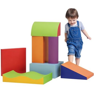 HOMCOM Kinder Softplay-Set 7 Schaumstoffblöcke 1-3 Jahre Blau Kletter- und Krabbel-Aktivitätsset, weiche Spielausrüstung, Bauen und Stapeln, pädagogisches Spiel HOMCOM Kinder Softplay-Set 7 Schaumstoffblöcke 1-3 Jahre Blau Kletter- und Krabbel-Aktivitätsset, weiche Spielausrüstung, Bauen und Stapeln, pädagogisches Spiel