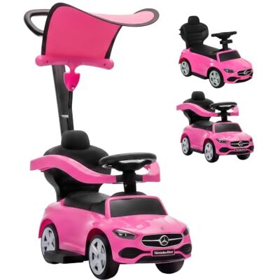 AIYAPLAY Qaba 3 in 1 Kleinkinder-Schubauto lizenziert Mercedes-Benz 18-36M Rosa Aufsitzauto, Fußbodenschieber, Elternschubgriff, Verdeck, Schutzbügel, Hupe, Musik, Stauraum unter Sitz AIYAPLAY Qaba 3 in 1 Kleinkinder-Schubauto lizenziert Mercedes-Benz 18-36M Rosa Aufsitzauto, Fußbodenschieber, Elternschubgriff, Verdeck, Schutzbügel, Hupe, Musik, Stauraum unter Sitz