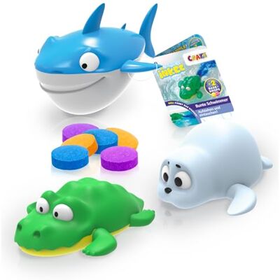 INKEE Toys Wind-Up Drop Ocean – 3er Set Badewannenspielzeug mit Hai, Krokodil & Robbe Aufzieh Wasserspielzeug Kinder mit Bade Drops , Lustige Badetiere für Kinder Badewanne INKEE Toys Wind-Up Drop Ocean – 3er Set Badewannenspielzeug mit Hai, Krokodil & Robbe Aufzieh Wasserspielzeug Kinder mit Bade Drops , Lustige Badetiere für Kinder Badewanne