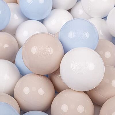 KiddyMoon 200 Bälle/7Cm Kinder Bälle Spielbälle Für Bällebad Baby Einfarbige Plastikbälle Made In EU, Pastellbeige/Pastellblau/Weiß KiddyMoon 200 Bälle/7Cm Kinder Bälle Spielbälle Für Bällebad Baby Einfarbige Plastikbälle Made In EU, Pastellbeige/Pastellblau/Weiß
