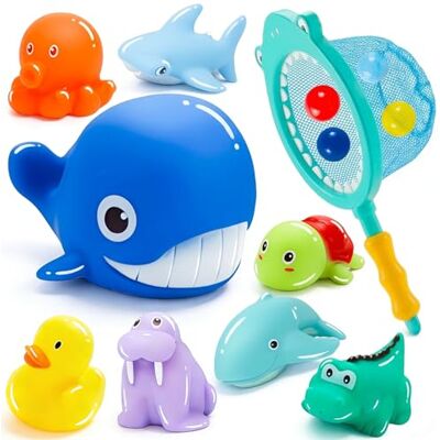 KDISHKRA Badespielzeug Baby ab 1 2 3 4 Jahr, 13 Stück Badewannenspielzeug Pool Schwimmbad Spielzeug, Wasserspielzeug Kinder, Geschenke für Kleinkind Jungen Mädchen (Fischernetz Ozeanbälle Tiere) KDISHKRA Badespielzeug Baby ab 1 2 3 4 Jahr, 13 Stück Badewannenspielzeug Pool Schwimmbad Spielzeug, Wasserspielzeug Kinder, Geschenke für Kleinkind Jungen Mädchen (Fischernetz Ozeanbälle Tiere)