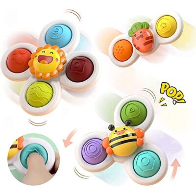 BIAOQINBO 3 Stück Saugnapf Spielzeug, Sensorik Spielzeug Baby 1 Jahr Tisch-Saugnapf Spielzeug Kreisel Kinder Baby-Badespielzeug Geschenke (Smiley) BIAOQINBO 3 Stück Saugnapf Spielzeug, Sensorik Spielzeug Baby 1 Jahr Tisch-Saugnapf Spielzeug Kreisel Kinder Baby-Badespielzeug Geschenke (Smiley)