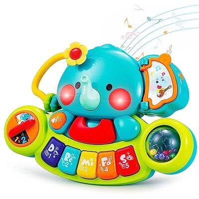 HOLA Baby Spielzeug 6 Monate Musikspielzeug, Elefant Spielzeug Klavier Motorikspielzeug mit Licht & Klang Kinder Keyboard ab 1 Jahr Mädchen Jungen Englische Version HOLA Baby Spielzeug 6 Monate Musikspielzeug, Elefant Spielzeug Klavier Motorikspielzeug mit Licht & Klang Kinder Keyboard ab 1 Jahr Mädchen Jungen Englische Version