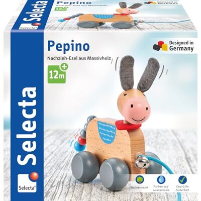 Selecta 62102 Pepino Nachzieh-Esel aus Holz, 13 cm Schiebe- und Nachziehspielzeug Selecta 62102 Pepino Nachzieh-Esel aus Holz, 13 cm Schiebe- und Nachziehspielzeug