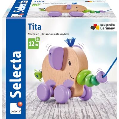 Selecta 62101 Tita Nachzieh-Elefant aus Holz, 14 cm Schiebe- und Nachziehspielzeug Selecta 62101 Tita Nachzieh-Elefant aus Holz, 14 cm Schiebe- und Nachziehspielzeug