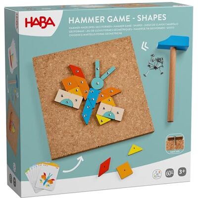 HABA Hammer-Nagelspiel: Geo-Formen – Holzspielzeug mit Hammer und Nägel für Kinder ab 3 Jahren – Kreativspielzeug mit Korkplatte & Vorlagen – 2013791001 HABA Hammer-Nagelspiel: Geo-Formen – Holzspielzeug mit Hammer und Nägel für Kinder ab 3 Jahren – Kreativspielzeug mit Korkplatte & Vorlagen – 2013791001