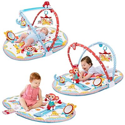 Yookidoo Zirkus Baby Spielmatte Gym – Mit motorisiertem Musik-Mobile, Bauchlage-Kissen, Spiegel & strukturierten Tierfiguren – Activity Center für 0–12 Monate Yookidoo Zirkus Baby Spielmatte Gym – Mit motorisiertem Musik-Mobile, Bauchlage-Kissen, Spiegel & strukturierten Tierfiguren – Activity Center für 0–12 Monate