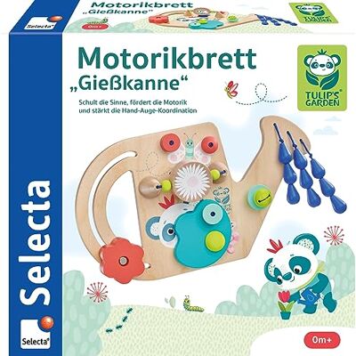 Selecta 61075 Tulips Garden, Motorikbrett Gießkanne, 25 cm, Motorikspielzeug aus Holz Selecta 61075 Tulips Garden, Motorikbrett Gießkanne, 25 cm, Motorikspielzeug aus Holz