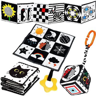 Jiosdo Baby Spielzeug 0-3 Monate, 3STK Kontrast Spielzeug Baby Schwarz Weiß Kontrastbuch, Kinderwagen Spielzeug, Babyspielzeug Geschenksets 0 3 6 12 Monate, Stoffbuch Knistertuch Würfel Jiosdo Baby Spielzeug 0-3 Monate, 3STK Kontrast Spielzeug Baby Schwarz Weiß Kontrastbuch, Kinderwagen Spielzeug, Babyspielzeug Geschenksets 0 3 6 12 Monate, Stoffbuch Knistertuch Würfel