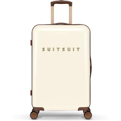 SUITSUIT Koffer Groß 66 cm Leicht Hartschalen Reisekoffer mit Rollen TSA-Schloss 59 L Fab Seventies Antique White SUITSUIT Koffer Groß 66 cm Leicht Hartschalen Reisekoffer mit Rollen TSA-Schloss 59 L Fab Seventies Antique White