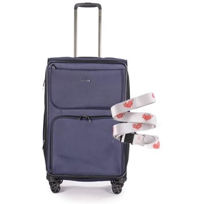 Stratic Bendigo Light + Koffer mit Koffergurt Weichschale Reisekoffer Trolley Rollkoffer mittelgroß, TSA Kofferschloss, 4 Rollen, Erweiterbar, Größe M, Navy Stratic Bendigo Light + Koffer mit Koffergurt Weichschale Reisekoffer Trolley Rollkoffer mittelgroß, TSA Kofferschloss, 4 Rollen, Erweiterbar, Größe M, Navy