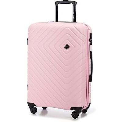 WITTCHEN Cube line Mittelgroßer Koffer ABS Mit Geometrischer Prägung 4 Lenkrollen Teleskopgriff Kombinationsschloss Reisekoffer Trolley Größe M Hellrosa WITTCHEN Cube line Mittelgroßer Koffer ABS Mit Geometrischer Prägung 4 Lenkrollen Teleskopgriff Kombinationsschloss Reisekoffer Trolley Größe M Hellrosa