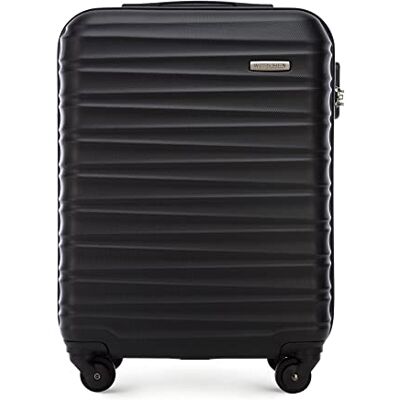 WITTCHEN Reisekoffer Handgepäck Kabinengepäck Rollkoffer Hartschale aus ABS mit 4 Spinner-Rollen Zahlenschloss Teleskopgriff Groove Line Größe S Schwarz WITTCHEN Reisekoffer Handgepäck Kabinengepäck Rollkoffer Hartschale aus ABS mit 4 Spinner-Rollen Zahlenschloss Teleskopgriff Groove Line Größe S Schwarz