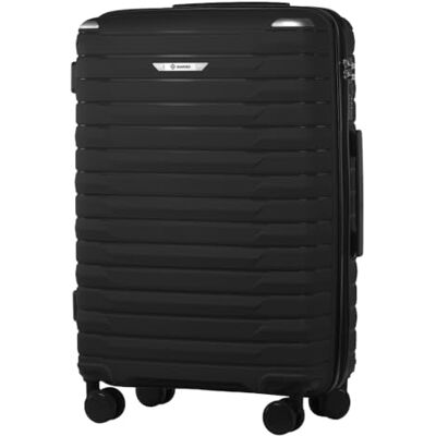 Diamond Mittelgroßer Hartschalenkoffer M 24" – Schwarz, Polypropylen, 360° Doppelrollen, Zahlenschloss, Teleskopgriff, Leicht & Stoßfest Diamond Mittelgroßer Hartschalenkoffer M 24" – Schwarz, Polypropylen, 360° Doppelrollen, Zahlenschloss, Teleskopgriff, Leicht & Stoßfest