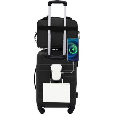 Wrangler Smartes Gepäck-Set mit Getränkehalter und USB-Anschluss, Schwarz, Smartes Gepäck-Set mit Getränkehalter und USB-Anschluss Wrangler Smartes Gepäck-Set mit Getränkehalter und USB-Anschluss, Schwarz, Smartes Gepäck-Set mit Getränkehalter und USB-Anschluss