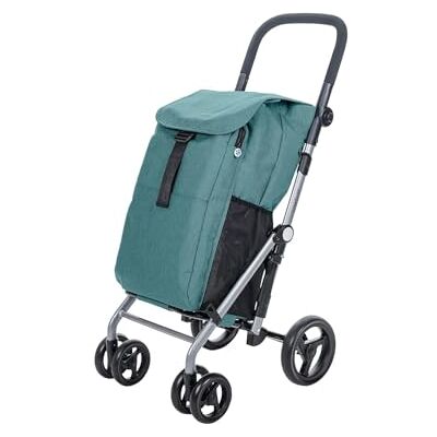 CARLETT Einkaufstrolley mit 4 Rädern, faltbar, 53 L Tasche bis 15 kg + 10 L Thermofach, höhenverstellbarer Griff, Sicherheitsbremse, auf 2 Räder umstellbar – Classic Duo, Grüne CARLETT Einkaufstrolley mit 4 Rädern, faltbar, 53 L Tasche bis 15 kg + 10 L Thermofach, höhenverstellbarer Griff, Sicherheitsbremse, auf 2 Räder umstellbar – Classic Duo, Grüne