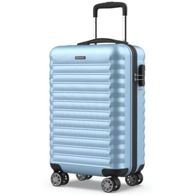 NUMADA Handgepäck Koffer 55x36x19cm (31L) ABS Upfly XS mit 4 gummierte Doppelrollen und Zahlenschloss. Reisekoffer, Hartschalenkoffer mit Raumteiler und Packgurte Blau NUMADA Handgepäck Koffer 55x36x19cm (31L) ABS Upfly XS mit 4 gummierte Doppelrollen und Zahlenschloss. Reisekoffer, Hartschalenkoffer mit Raumteiler und Packgurte Blau