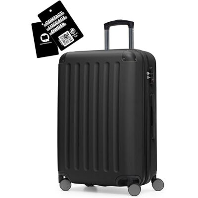 Hauptstadtkoffer Spree Mittelgroßer Hartschalenkoffer + Digitaler Gepäckanhänger, TSA, 4 Rollen, Koffer, Trolley, Rollkoffer, Reisekoffer, Volumenerweiterung, 65 cm, 74 Liter, Schwarz Hauptstadtkoffer Spree Mittelgroßer Hartschalenkoffer + Digitaler Gepäckanhänger, TSA, 4 Rollen, Koffer, Trolley, Rollkoffer, Reisekoffer, Volumenerweiterung, 65 cm, 74 Liter, Schwarz