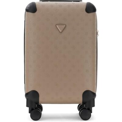 Guess Kabinenkoffer mit drehbaren Rädern, Beige mit Logo-Muster, TSA-Vorhängeschloss, organisierter Innenraum Guess Kabinenkoffer mit drehbaren Rädern, Beige mit Logo-Muster, TSA-Vorhängeschloss, organisierter Innenraum