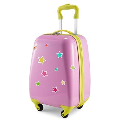 Hauptstadtkoffer for Kids Kindergepäck + Reflektierende Aufkleber Sterne, Kinderkoffer, Hartschalenkoffer, Reise Trolley für Kinder, Handgepäck, 24 Liter, Pink Hauptstadtkoffer for Kids Kindergepäck + Reflektierende Aufkleber Sterne, Kinderkoffer, Hartschalenkoffer, Reise Trolley für Kinder, Handgepäck, 24 Liter, Pink