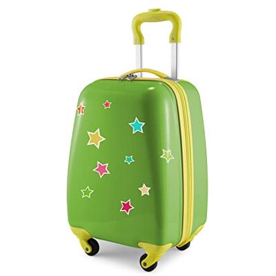 Hauptstadtkoffer for Kids Kindergepäck + Reflektierende Aufkleber Sterne, Kinderkoffer, Hartschalenkoffer, Reise Trolley für Kinder, Handgepäck, 24 Liter, Apfelgrün Hauptstadtkoffer for Kids Kindergepäck + Reflektierende Aufkleber Sterne, Kinderkoffer, Hartschalenkoffer, Reise Trolley für Kinder, Handgepäck, 24 Liter, Apfelgrün