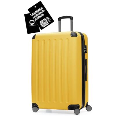 Hauptstadtkoffer Spree Großer Hartschalen-Koffer + Digitaler Kofferanhänger, TSA, 4 Doppel-Rollen, Trolley, Rollkoffer, Reisekoffer, Volumenerweiterung, 75 cm, 119 Liter, Gelb Hauptstadtkoffer Spree Großer Hartschalen-Koffer + Digitaler Kofferanhänger, TSA, 4 Doppel-Rollen, Trolley, Rollkoffer, Reisekoffer, Volumenerweiterung, 75 cm, 119 Liter, Gelb