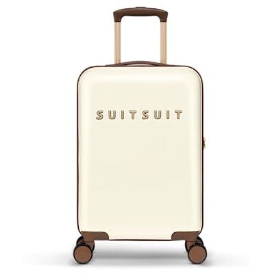 SUITSUIT Handgepäck Koffer mit 4 Rollen 55 x 35 x 20 cm Hartschalen Kabinentrolley mit TSA-Schloss Fab Seventies Antique White SUITSUIT Handgepäck Koffer mit 4 Rollen 55 x 35 x 20 cm Hartschalen Kabinentrolley mit TSA-Schloss Fab Seventies Antique White