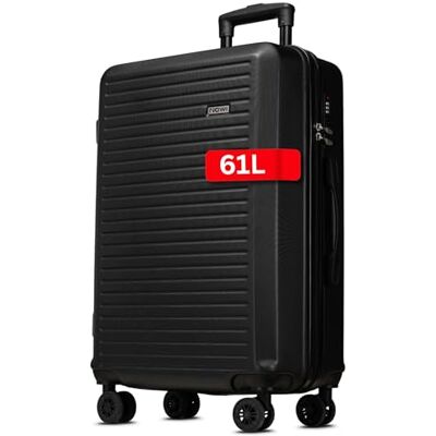 NOWI Koffer L 61L – mittelgroßer Hartschalen-Reisekoffer mit Rollen – robuster Trolley Suitcase Luggage, Zahlenschloss, rollkoffer mittelgroß leicht (Schwarz, L) NOWI Koffer L 61L – mittelgroßer Hartschalen-Reisekoffer mit Rollen – robuster Trolley Suitcase Luggage, Zahlenschloss, rollkoffer mittelgroß leicht (Schwarz, L)