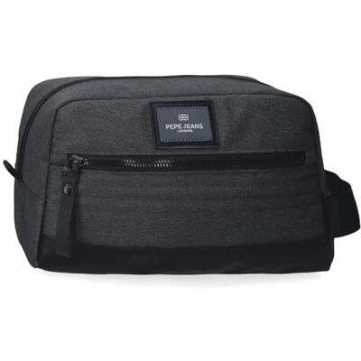 Pepe Jeans Whitton Kulturbeutel, anpassbar, Schwarz, 25 x 15 x 12 cm, Kunstleder und Polyester von Joumma Bags Pepe Jeans Whitton Kulturbeutel, anpassbar, Schwarz, 25 x 15 x 12 cm, Kunstleder und Polyester von Joumma Bags