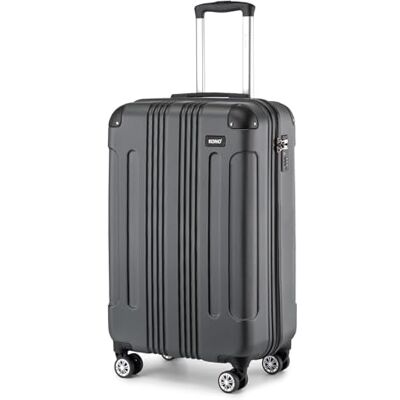 KONO Zwillingsrollen Koffer Trolley Reisekoffer Handgepäck Hartschale ABS Gepäck Spinner Rollenkoffer (Grau, M(56 cm 40 L)) KONO Zwillingsrollen Koffer Trolley Reisekoffer Handgepäck Hartschale ABS Gepäck Spinner Rollenkoffer (Grau, M(56 cm 40 L))