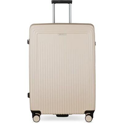Bugatti Linea Hartschalen-Koffer L mit 4 Rollen, großer Reise-Trolley aus Polycarbonat, beige Bugatti Linea Hartschalen-Koffer L mit 4 Rollen, großer Reise-Trolley aus Polycarbonat, beige