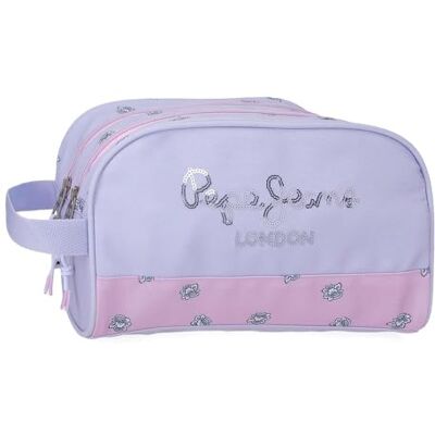 Pepe Jeans Becca Kulturbeutel, Zwei Fächer, anpassbar, Violett, 26 x 16 x 12 cm, Polyester, dunkelviolett, Talla única, Kulturbeutel mit Zwei Fächern anpassbar Pepe Jeans Becca Kulturbeutel, Zwei Fächer, anpassbar, Violett, 26 x 16 x 12 cm, Polyester, dunkelviolett, Talla única, Kulturbeutel mit Zwei Fächern anpassbar