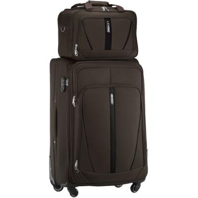 Diamond 2-teiliges Reisegepäck-Set – Großer Weichschalenkoffer XL 28" mit Reisetasche, Braun, Codura 1200D, 360° Rollen, Zahlenschloss, Erweiterbar, 88–108 L, Leicht & Robust Diamond 2-teiliges Reisegepäck-Set – Großer Weichschalenkoffer XL 28" mit Reisetasche, Braun, Codura 1200D, 360° Rollen, Zahlenschloss, Erweiterbar, 88–108 L, Leicht & Robust