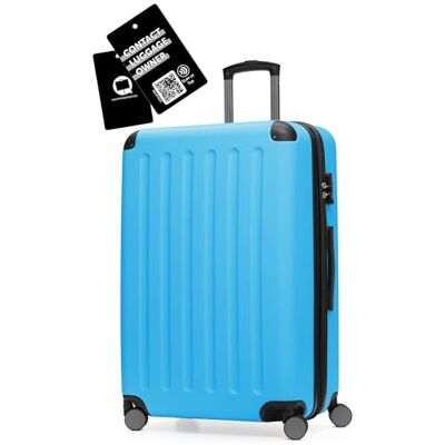 Hauptstadtkoffer Spree Großer Hartschalen-Koffer + Digitaler Kofferanhänger, TSA, 4 Doppel-Rollen, Trolley, Rollkoffer, Reisekoffer, Volumenerweiterung, 75 cm, 119 Liter, Cyanblau Hauptstadtkoffer Spree Großer Hartschalen-Koffer + Digitaler Kofferanhänger, TSA, 4 Doppel-Rollen, Trolley, Rollkoffer, Reisekoffer, Volumenerweiterung, 75 cm, 119 Liter, Cyanblau