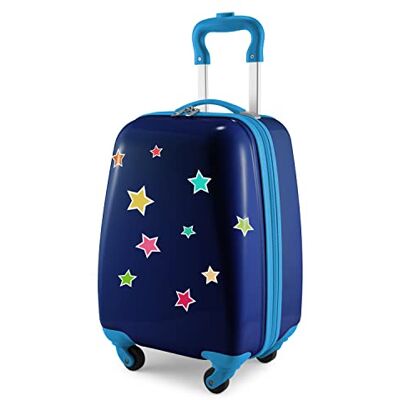 Hauptstadtkoffer for Kids Kindergepäck + Reflektierende Aufkleber Sterne, Kinderkoffer, Hartschalenkoffer, Reise Trolley für Kinder, Handgepäck, 24 Liter, Dunkelblau Hauptstadtkoffer for Kids Kindergepäck + Reflektierende Aufkleber Sterne, Kinderkoffer, Hartschalenkoffer, Reise Trolley für Kinder, Handgepäck, 24 Liter, Dunkelblau