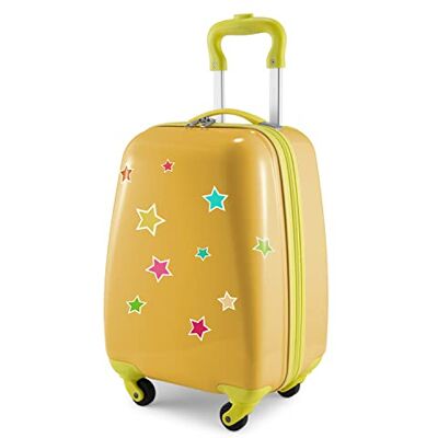 Hauptstadtkoffer for Kids Kindergepäck + Reflektierende Aufkleber Sterne, Kinderkoffer, Hartschalenkoffer, Reise Trolley für Kinder, Handgepäck, 24 Liter, Gelb Hauptstadtkoffer for Kids Kindergepäck + Reflektierende Aufkleber Sterne, Kinderkoffer, Hartschalenkoffer, Reise Trolley für Kinder, Handgepäck, 24 Liter, Gelb