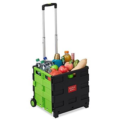 Relaxdays Einkaufstrolley klappbar, Teleskop-Griff, 2 Gummi Rollen, grün bis 35 kg, Shopping Trolley, Aluminium, ABS Relaxdays Einkaufstrolley klappbar, Teleskop-Griff, 2 Gummi Rollen, grün bis 35 kg, Shopping Trolley, Aluminium, ABS