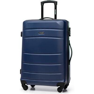WITTCHEN Globe Line Mittelgroßer Koffer Trolley Reisekoffer Aufgabegepäck aus ABS Hartschale 4 Rollen Zahlenschloss Größe M Dunkelblau Lufthansa/Eurowings/Ryanair/Condor/Discover Airlines WITTCHEN Globe Line Mittelgroßer Koffer Trolley Reisekoffer Aufgabegepäck aus ABS Hartschale 4 Rollen Zahlenschloss Größe M Dunkelblau Lufthansa/Eurowings/Ryanair/Condor/Discover Airlines