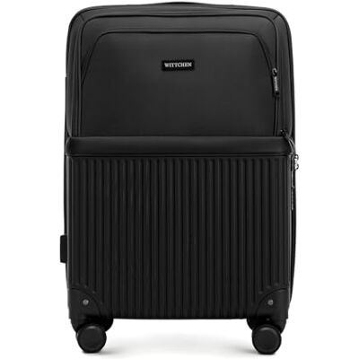 WITTCHEN AXIS M 65x44x26 cm Mittelgroßer Koffer Reisekoffer Hybrid ABS Nylon mit Reißverschlusstasche TSA Zahlenschloss Teleskopgriff 360° Rollen Leicht Gepäck Trolley Schwarz WITTCHEN AXIS M 65x44x26 cm Mittelgroßer Koffer Reisekoffer Hybrid ABS Nylon mit Reißverschlusstasche TSA Zahlenschloss Teleskopgriff 360° Rollen Leicht Gepäck Trolley Schwarz