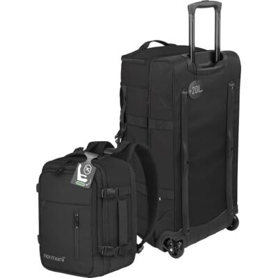 normani XXL-Reisetasche mit Rollen 100–120L & erweiterbarer Kabinenrucksack 20–30L Modulares, vergrößerbares Reiseset aus Trolley und Underseat Bag 40x30x15-25cm normani XXL-Reisetasche mit Rollen 100–120L & erweiterbarer Kabinenrucksack 20–30L Modulares, vergrößerbares Reiseset aus Trolley und Underseat Bag 40x30x15-25cm