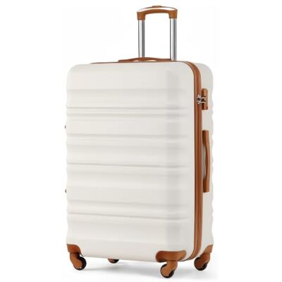 COOLIFE Koffer Groß, Leicht Robuster Hartschalenkoffer, Weiß/Braun, 77cm Reisekoffer mit 360° Spinner Räder, TSA-Schloss, Trolley für Geschäftsreisen, Fernreisen und Familienurlaube, 93L COOLIFE Koffer Groß, Leicht Robuster Hartschalenkoffer, Weiß/Braun, 77cm Reisekoffer mit 360° Spinner Räder, TSA-Schloss, Trolley für Geschäftsreisen, Fernreisen und Familienurlaube, 93L