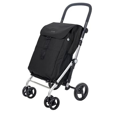 CARLETT Einkaufstrolley mit 4 Rädern, faltbar, 64 L Tasche bis 32 kg + 12 L Thermofach, höhenverstellbarer Griff, Sicherheitsbremse, auf 2 Räder umstellbar – Classic Family, Schwarz CARLETT Einkaufstrolley mit 4 Rädern, faltbar, 64 L Tasche bis 32 kg + 12 L Thermofach, höhenverstellbarer Griff, Sicherheitsbremse, auf 2 Räder umstellbar – Classic Family, Schwarz