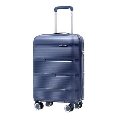 PUCCINI Casablanca Koffer Handgepäck 56x36x22 cm Hartschalenkoffer aus Polypropylen Reisekoffer mit 4 Spinner Rollen Zahlenschloss Leicht (2,6 kg) Teleskopgriff Kreuzspanngurte (Dunkelblau, M) PUCCINI Casablanca Koffer Handgepäck 56x36x22 cm Hartschalenkoffer aus Polypropylen Reisekoffer mit 4 Spinner Rollen Zahlenschloss Leicht (2,6 kg) Teleskopgriff Kreuzspanngurte (Dunkelblau, M)