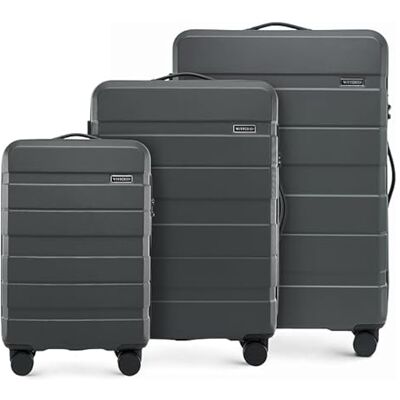 WITTCHEN COMODO Line Kofferset Reisekoffer Hartgepäck aus ABS TSA Schloss Reisekofferset Gepäckset Handgepäck Set Größe (S+M+L) Dunkelgrau WITTCHEN COMODO Line Kofferset Reisekoffer Hartgepäck aus ABS TSA Schloss Reisekofferset Gepäckset Handgepäck Set Größe (S+M+L) Dunkelgrau
