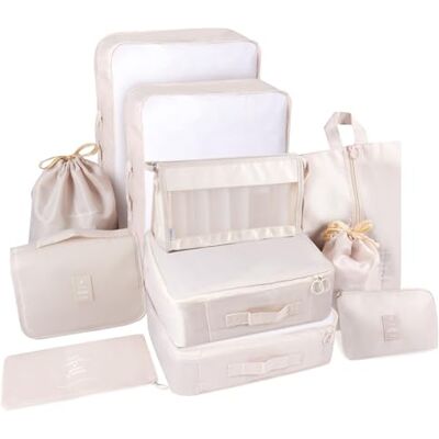 BillyBath Koffer Organizer set, Packing Cubes Kleidertaschen Schuhbeutel Reiseorganizer Packwürfel Kosmetik Travel Organizer Packtaschen für Koffer (11teilig, Beige) BillyBath Koffer Organizer set, Packing Cubes Kleidertaschen Schuhbeutel Reiseorganizer Packwürfel Kosmetik Travel Organizer Packtaschen für Koffer (11teilig, Beige)