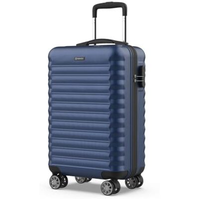 NUMADA Handgepäck Koffer 55x36x19cm (31L) ABS Upfly XS mit 4 gummierte Doppelrollen und Zahlenschloss. Reisekoffer, Hartschalenkoffer mit Raumteiler und Packgurte Dunkelblau NUMADA Handgepäck Koffer 55x36x19cm (31L) ABS Upfly XS mit 4 gummierte Doppelrollen und Zahlenschloss. Reisekoffer, Hartschalenkoffer mit Raumteiler und Packgurte Dunkelblau