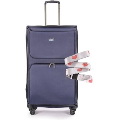 Stratic Bendigo Light + Koffer mit Koffergurt Weichschale Reisekoffer Trolley Rollkoffer groß, TSA Kofferschloss, 4 Rollen, Erweiterbar, Größe L, Navy Stratic Bendigo Light + Koffer mit Koffergurt Weichschale Reisekoffer Trolley Rollkoffer groß, TSA Kofferschloss, 4 Rollen, Erweiterbar, Größe L, Navy