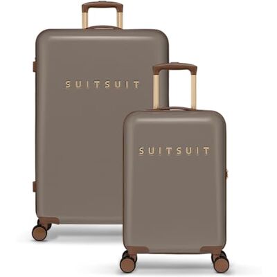 SUITSUIT Kofferset 2 teilig Handgepäck Koffer Reisekoffer Groß Koffer Leicht Hartschalenkoffer mit TSA-Schloss Fab Seventies Taupe SUITSUIT Kofferset 2 teilig Handgepäck Koffer Reisekoffer Groß Koffer Leicht Hartschalenkoffer mit TSA-Schloss Fab Seventies Taupe