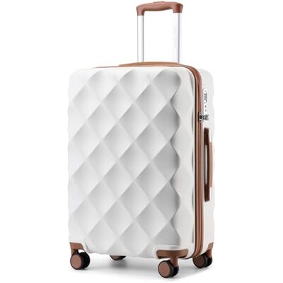British Traveller Hartschalenkoffer Mittelgroß Handgepäck Koffer 61 * 42 * 26cm Reisekoffer Mittelgroß Koffer Trolleys ABS+PC mit TSA-Schloss Rollkoffer Suitcase Creme British Traveller Hartschalenkoffer Mittelgroß Handgepäck Koffer 61 * 42 * 26cm Reisekoffer Mittelgroß Koffer Trolleys ABS+PC mit TSA-Schloss Rollkoffer Suitcase Creme