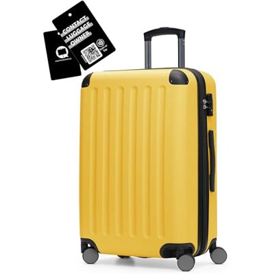Hauptstadtkoffer Spree Mittelgroßer Hartschalenkoffer + Digitaler Gepäckanhänger, TSA, 4 Rollen, Koffer, Trolley, Rollkoffer, Reisekoffer, Volumenerweiterung, 65 cm, 74 Liter, Gelb Hauptstadtkoffer Spree Mittelgroßer Hartschalenkoffer + Digitaler Gepäckanhänger, TSA, 4 Rollen, Koffer, Trolley, Rollkoffer, Reisekoffer, Volumenerweiterung, 65 cm, 74 Liter, Gelb